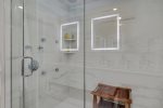 Glass stand up shower in the second floor primary ensuite 